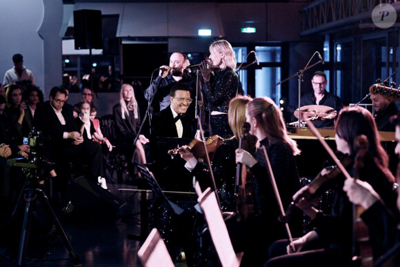Omar Harfouch lors du concert unique de O.Harfouch et son orchestre pour la paix à l'Institut du Monde Arabe à Paris le 3 février 2024. © Rachid Bellak / Bestimage 