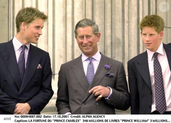 Le roi Charles III et ses fils, le prince William et le prince Harry.