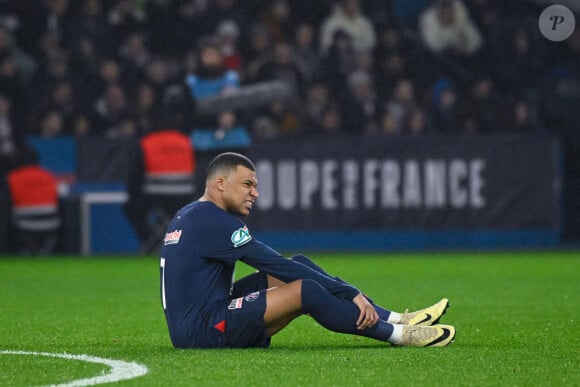 Kylian Mbappé de nouveau critiqué.
8ème de finale de la coupe de France de football entre le PSG contre Brest (3-1) au Parc des Princes à Paris. 