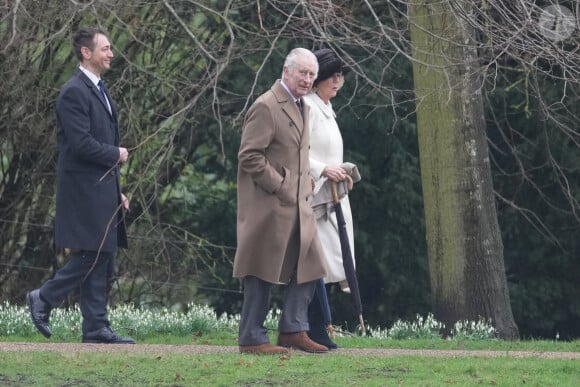 King Charles III and Queen Camilla arrive to attend a Sunday church service at St Mary Magdalene Church in Sandringham, Norfolk. Sunday February 11, 2024. Photo by PA Wire/ABACAPRESS.COM