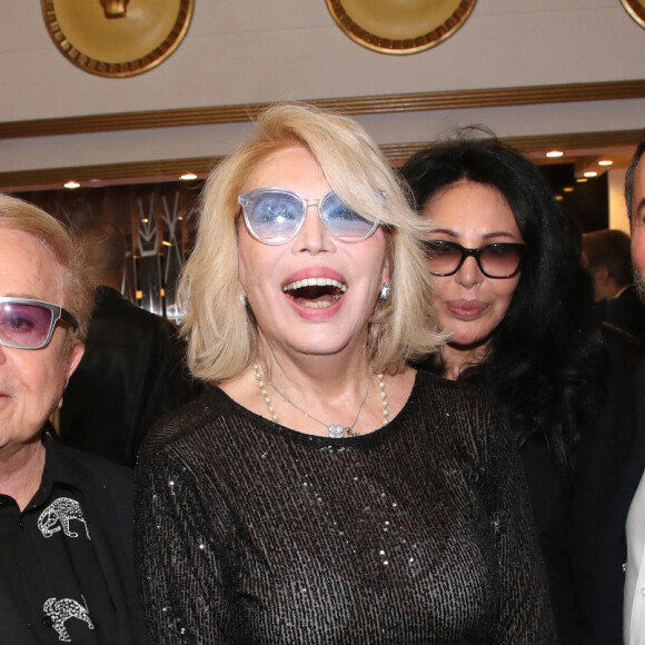 Exclusif - Orlando, Amanda Lear, Yamina Benguigui et Bernard Montiel - Cocktail à la suite de la générale de la pièce " L'argent de la vieille " au Théâtre Libre à Paris, France. Le 15 Février 2024. © Bertrand Rindoff / Bestimage 