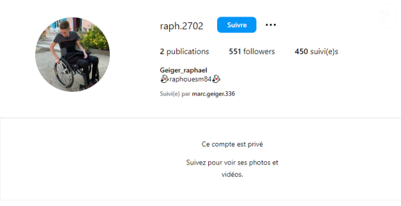 Compte Instagram de Raphaël Geiger, le fils de Marc Geiger (Ca commence aujourd'hui).