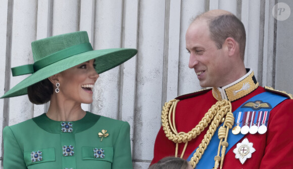 Kate Catherine Middleton, princesse de Galles, le prince William de Galles - La famille royale d'Angleterre sur le balcon du palais de Buckingham lors du défilé "Trooping the Colour" à Londres. Le 17 juin 2023