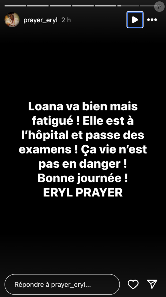 Eryl Prayer donne des nouvelles de Loana après son hospitalisation. Instagram