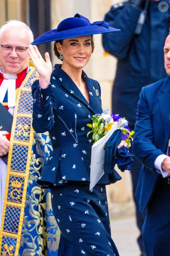 Catherine (Kate) Middleton, princesse de Galles - La famille royale britannique à la sortie du service annuel du jour du Commonwealth à l'abbaye de Westminster à Londres le 13 mars 2023. 