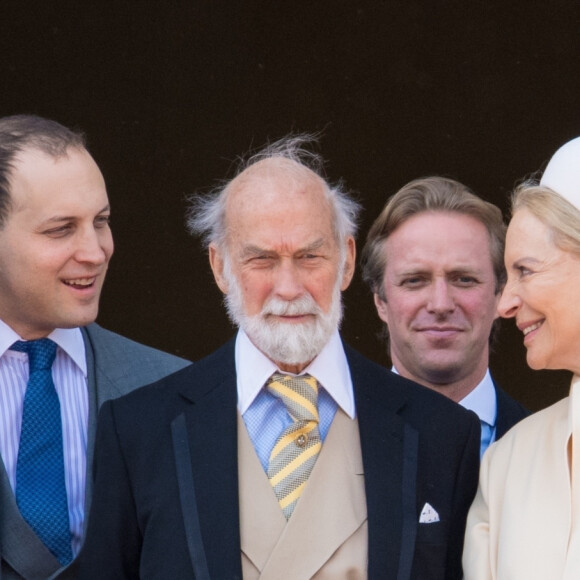 Frederick Windsor, Sophie Winkleman, Michael de Kent, Marie-Christine von Reibnitz, Gabriella Windsor, Thomas Kingston- La famille royale au balcon du palais de Buckingham lors de la parade Trooping the Colour 2019, célébrant le 93ème anniversaire de la reine Elisabeth II, londres, le 8 juin 2019. 