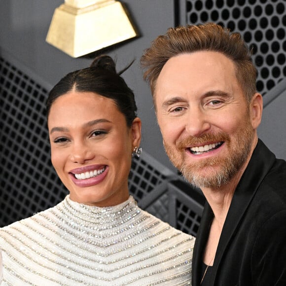 David Guetta et sa compagne Jessica Ledon, enceinte - Arrivées à la 66ème édition des Grammy Awards à la Crypto.com Arena à Los Angeles le 4 février 2024.