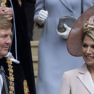 Le roi Willem-Alexander et la reine Maxima des Pays-Bas, Catherine (Kate) Middleton, duchesse de Cambridge, lors de la cérémonie annuelle de l'Ordre de la Jarretière (Garter Service) au château de Windsor.