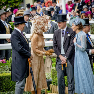 Catherine (Kate) Middleton, duchesse de Cambridge, le prince William, duc de Cambridge, le roi Willem-Alexander des Pays-Bas, la reine Maxima des Pays-Bas - La famille royale britannique et les souverains néerlandais lors de la première journée des courses d'Ascot 2019, à Ascot, Royaume Uni, le 18 juin 2019.