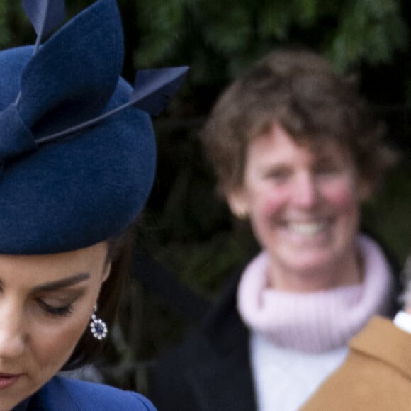 Catherine (Kate) Middleton, princesse de Galles, le prince George de Galles et le prince Louis de Galles - Les membres de la famille royale britannique lors de la messe du matin de Noël en l'église St-Mary Magdalene à Sandringham, le 25 décembre 2023.