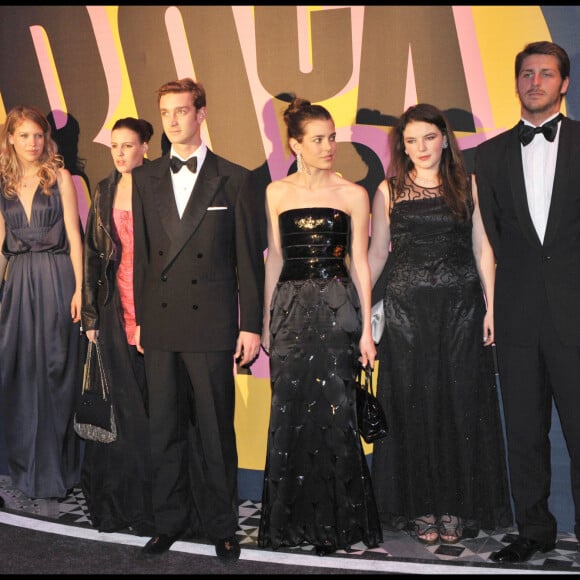 Andrea Casiraghi, Pierre Casiraghi et Charlotte Casiraghi durant le Bal de la Rose, Monaco, 28 mai 2009.