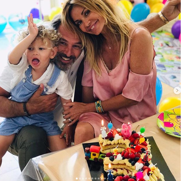 Ingrid Chauvin et son ex-mari Thierry Peythieu célèbrent le troisième anniversaire de leur fils Tom lundi 10 juin 2019.