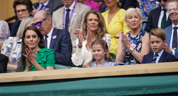 Kate Middleton, la princesse Charlotte et le prince George au tournoi de Wimbledon le 16 juillet 2023