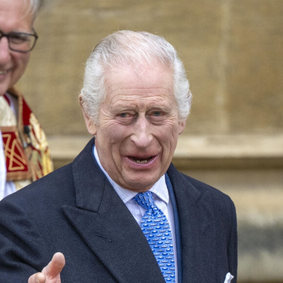 Le roi Charles III d'Angleterre et Camilla Parker Bowles, reine consort d'Angleterre - Les membres de la famille royale britannique arrivent à la chapelle Saint-George pour assister à la messe de Pâques. Windsor, le 31 mars 2024. 