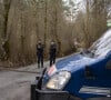 Route menant au Vernet bloquée par les gendarmes après la découverte d'ossements du petit Émile. @ Thibaut Durand/ABACAPRESS.COM