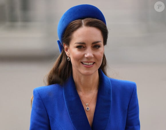 Catherine (Kate) Middleton, duchesse de Cambridge, lors du service annuel du Commonwealth à l'abbaye de Westminster à Londres, Royaume Uni, le 14 mars 2022.