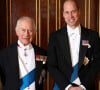 Charles III, atteint d'un cancer, pourrait demander à William d'être son régent. 
Le roi Charles III d'Angleterre, le prince William, prince de Galles - La famille royale du Royaume Uni lors d'une réception pour les corps diplomatiques au palais de Buckingham à Londres.