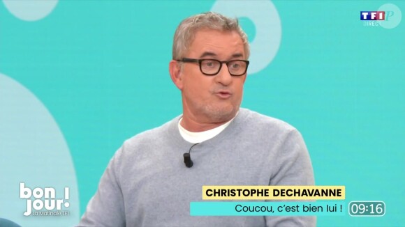Christophe Dechavanne s'est rendu dans "Bonjour !" ce mercredi 24 avril 2024 sur TF1
Christophe Dechavanne sur le plateau de "Bonjour !" sur TF1 le 24 avril 2024.