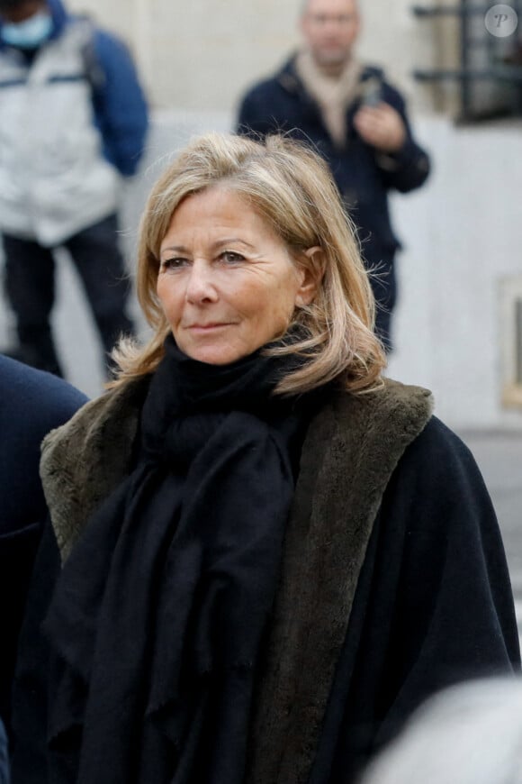 Claire Chazal - Obsèques de Jean-Pierre Pernaut en la Basilique Sainte-Clotilde à Paris le 9 mars 2022. © Christophe Clovis / Bestimage