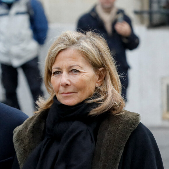 Claire Chazal - Obsèques de Jean-Pierre Pernaut en la Basilique Sainte-Clotilde à Paris le 9 mars 2022. © Christophe Clovis / Bestimage