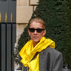 Céline Dion quitte l'hôtel de Crillon pour se rendre à l'hôtel Plaza Athénée à Paris le 29 janvier 2019 où elle doit tourner une publicité l'Oréal. 