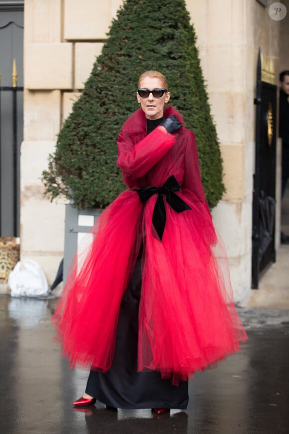 Céline Dion à la sortie de l'hotel Crillon à Paris se rendent au théâtre Mogador le 27 Janvier 2019 