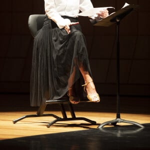 Exclusif - Claire Chazal récite une histoire d'amour provençale aux côtés d'un baryton, d'un pianiste et d'un danseur lors de la 2ème édition du Festival de Toulouse à l'auditorium Saint-Pierre-des-Cuisines à Toulouse, France, le 9 juillet 2023. © Frédéric Maligne/Bestimage