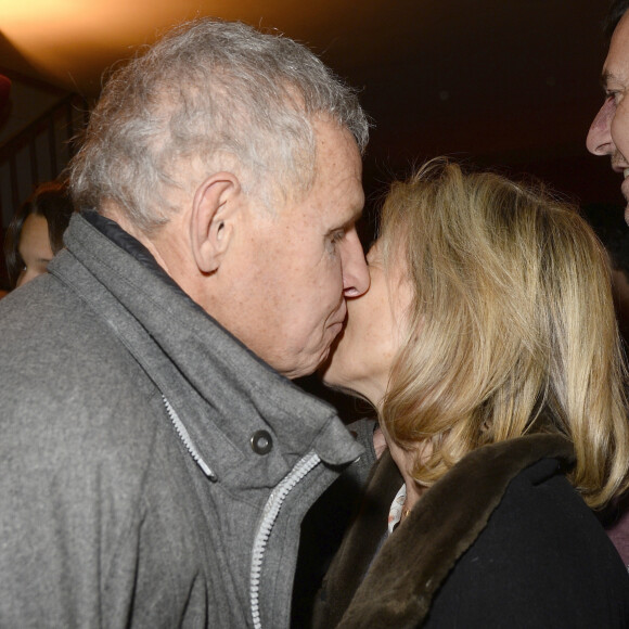 Patrick Poivre d'Arvor et Claire Chazal - People à la générale de la pièce "Garde Alternée" au théâtre des Mathurins avec Patrick Poivre d'Arvor, Alexandra Kazan et David Brécourt à Paris le 6 mars 2016. © Coadic Guirec/Bestimage