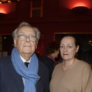 Exclusif - Bernard Pivot et Monique Dupuis - People à la générale de la pièce "A torts et à raison" au théâtre Hébertot à Paris le 25 janvier 2016. © Coadic Guirec/Bestimage