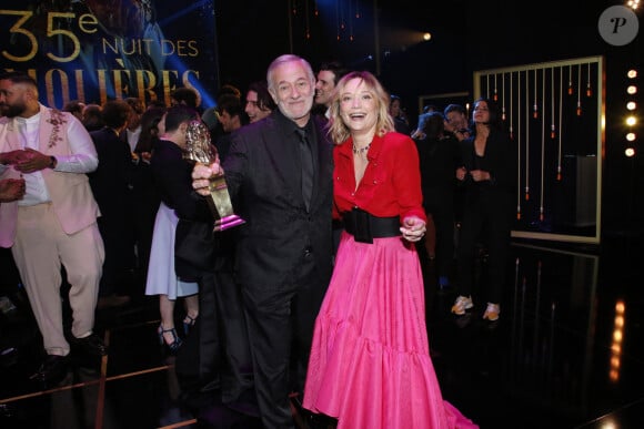 Francis Huster, Molière d'Honneur et Caroline Vigneaux - 35ème cérémonie des Molières aux Folies Bergère à Paris, France, le 6 Mai 2024. © Bertrand Rindoff / Bestimage