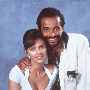 Christophe Guibbaud/ABACA. Château de Brecourt-France, 11 février 1995. Photo de bibliothèque du mariage de l'ancienne star du tennis Yannick Noah et de Heather Whyte.