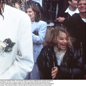 Christophe Guibbaud/ABACA. Château de Brecourt-France, 11 février 1995. Mariage de l'ancienne star du tennis Yannick Noah et de Heather Whyte.