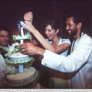 Christophe Guibbaud/ABACA. Château de Brecourt-France, 11 février 1995. Mariage de l'ancienne star du tennis Yannick Noah et de Heather Whyte.