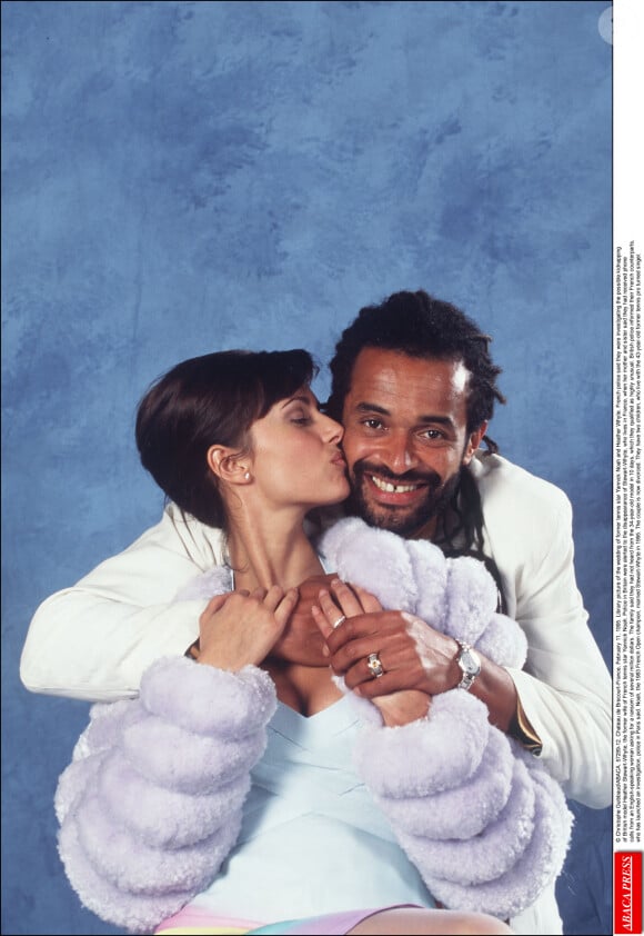 Château de Brecourt-France, 11 février 1995. Photo de bibliothèque du mariage de l'ancienne star du tennis Yannick Noah et de Heather Whyte.
