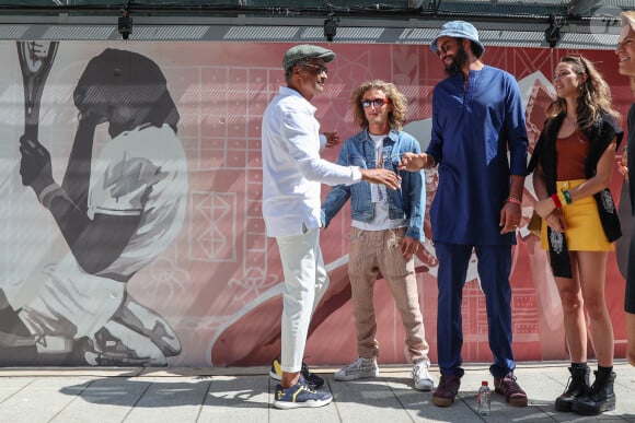 Yannick Noah, Joalukas Noah, Jenaye Noah, Joakim Noah, Eleejah Noah assistent à l'inauguration de la fresque de Yannick Noah à Roland-Garros 2023 le 28 mai 2023 à Paris, France. Photo par Nasser Berzane/ABACAPRESS.COM