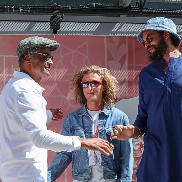 Yannick Noah, Joalukas Noah, Jenaye Noah, Joakim Noah, Eleejah Noah assistent à l'inauguration de la fresque de Yannick Noah à Roland-Garros 2023 le 28 mai 2023 à Paris, France. Photo par Nasser Berzane/ABACAPRESS.COM