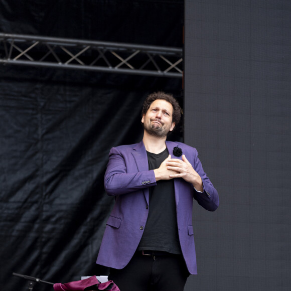 Exclusif - Eric Antoine lors de l'hommage à l'humoriste Guillaume Bats, mort à 36 ans, à Montmirail, Marne, France, le 17 juin 2023. © Pierre Perusseau/Bestimage 