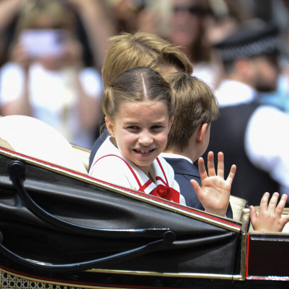 La princesse Charlotte de Galles - La famille royale d'Angleterre lors du défilé "Trooping the Colour" à Londres. Le 17 juin 2023 