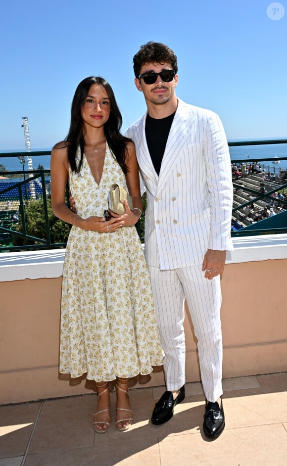 
Le pilote monégasque de F1 Charles Leclerc et sa compagne Alexandra Saint Mleux lors de la finale du Rolex Masters 1000 de Monte-Carlo à Roquebrune-Cap-Martin le 14 avril 2024. © Bruno Bebert / Bestimage