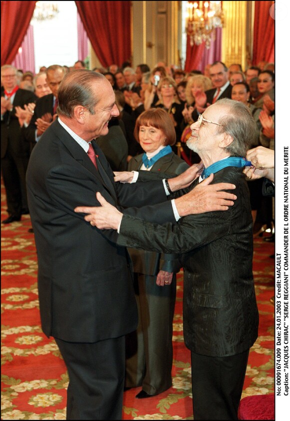 Jacques Chirac, Serge Reggiani - Commandeur de l'Ordre National du Mérite.