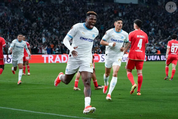 Faris Pemi Moumbagna (Olympique de Marseille) - Match d'Europa Ligue 2024 "Marseille - Benfica (1-0 / tab 4-2)" au stade Vélodrome, le 18 avril 2024.