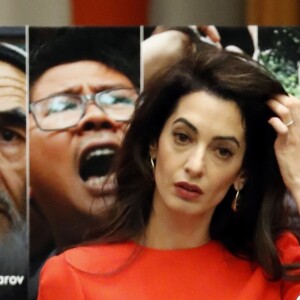 Amal Clooney Alamuddin participe à la conférence de presse Behind Bars: Undermining Justice and Democracy à New York, le 28 septembre 2018 