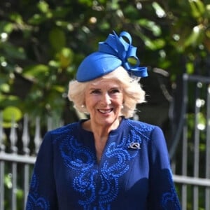 Le roi Charles III d'Angleterre et Camilla Parker Bowles, reine consort d'Angleterre, La princesse Anne - La famille royale du Royaume Uni arrive à la chapelle Saint George pour la messe de Pâques au château de Windsor le 9 avril 2023. 