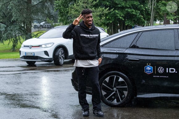 Kingsley Coman - Arrivée des joueurs de l’Equipe de France de football à Clairefontaine, le 29 mai 2024. © Baptiste Autissier / Panoramic / Bestimage