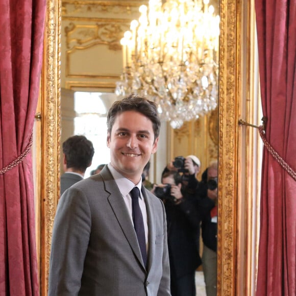 Le Premier ministre Gabriel Attal reçoit son homologue norvégien, Jonas Gahr Store pour un déjeuner de travail à l'hôtel Matignon à Paris, le 14 mai 2024. © Stéphane Lemouton / Bestimage 