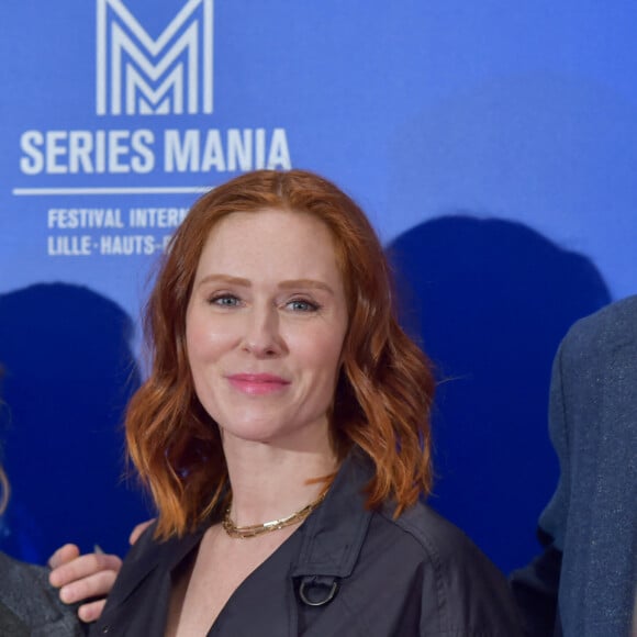 Mehdi Nebbou, Audrey Fleurot et Marie Denarnaud assistent à l'avant première "HPI" lors du Festival Series Mania 2023 le 18 mars 2023 à Lille. Franck Castel/ABACAPRESS.COM