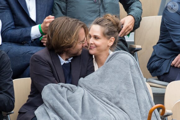 Ophelie Meunier enceinte et Mathieu Vergne en tribune lors des Internationaux de France de tennis à l'arène Roland-Garros le 07 juin 2019 à Paris, France. Photo by Nasser Berzane/ABACAPRESS.COM