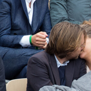 Ophelie Meunier enceinte et Mathieu Vergne en tribune lors des Internationaux de France de tennis à l'arène Roland-Garros le 07 juin 2019 à Paris, France. Photo by Nasser Berzane/ABACAPRESS.COM