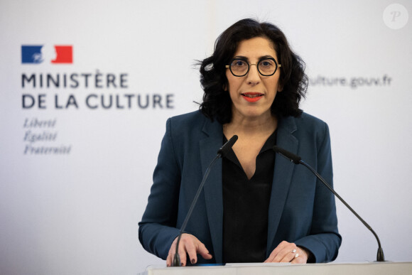 L'ancienne ministre française de la Culture, Rima Abdul-Malak, lors de la cérémonie de passation des pouvoirs, à Paris, le 12 janvier 2024. Raphaël Lafargue/ABACAPRESS.COM