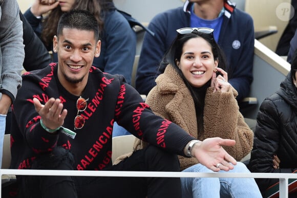 Alphonse Areola (gardien de foot du Psg) et sa femme Marrion Areola - People dans les tribunes lors des internationaux de France de tennis de Roland Garros 2019 à Paris le 28 mai 2019. © JB Autissier/Panoramic//Bestimage 